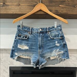 Zara Blue Jean Shorts Distressed high waist Cut-Off Style 2 for $20
